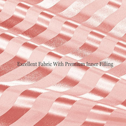 Whale Flotilla 2-Piece Reversible Silky Soft Twin Size Comforter Set, Luxury Stripe Satin Comforter Bedding Set with Satin Pillowcase, Lightweight Duvet for All Seasons, Pink