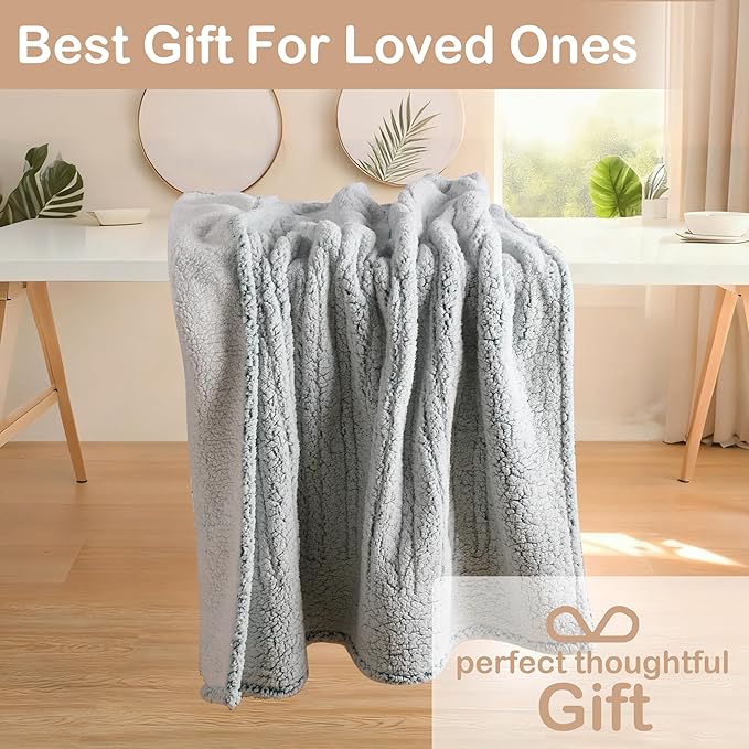 Electric Heated Blanket Full Size 72"×84" with 9 Heating Levels & 1-10Hs Auto Off，Double Sided Plush Sherpa, Energy Efficient, Machine Washable, for Couch & Bed, Light Gradient Blue
