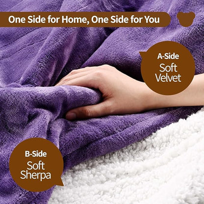 Bearhug Electric Blanket King Size 100" x 90", Dual Controller Heated Blanket, Velvet & Sherpa, 10-Heating Level & 0.5-12H Auto Off, Over-Heat Protect, ETL, Machine Washable