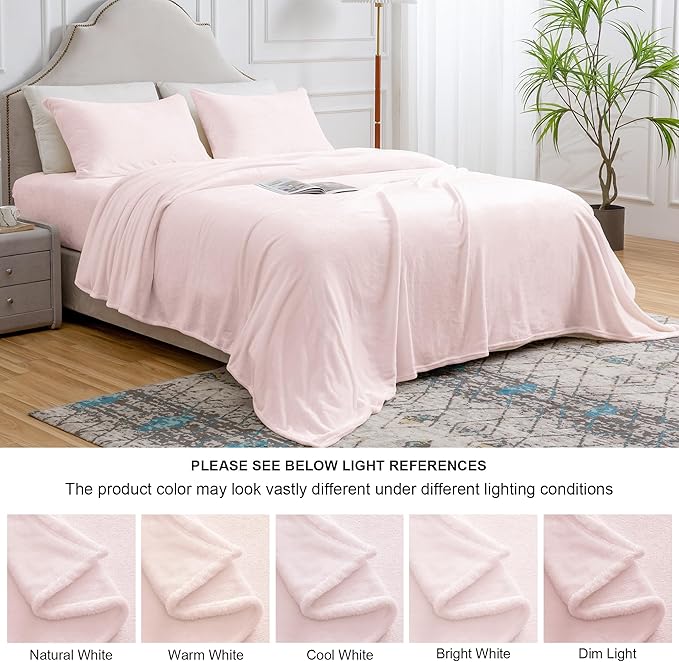 BEDELITE Flannel Sheets Twin Size Pink - Super Soft Fleece Sheets Set Fluffy Extra Plush, 3 Piece(Include Fitted Sheet, Flat Sheet, 1 Pillowcase)