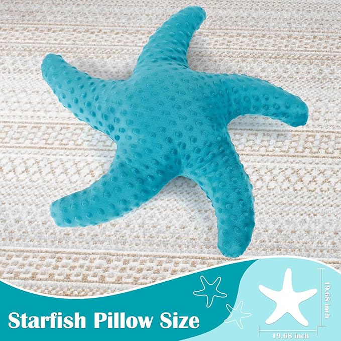 Marble Empire Starfish Pillow for Couch and Bed, Coastal Decor Throw Pillow, Ocean Beach Theme Accent Pillow for Living Room（Turquoise）