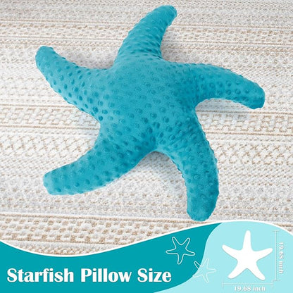 Marble Empire Starfish Pillow for Couch and Bed, Coastal Decor Throw Pillow, Ocean Beach Theme Accent Pillow for Living Room（Turquoise）
