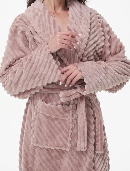 Yurhap Premium Robes for Women - Super Soft Cozy Fleece Womens Robe Plush Long Bathrobe
