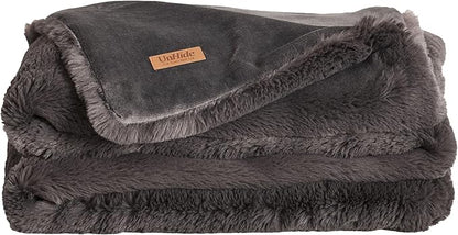 UnHide Marshmallow - Faux Fur Blanket - Heavy Weight, Extra Soft Blanket - Made from Recycled Materials - Machine Washable - Medium (60" x 80") - Charcoal Charlie