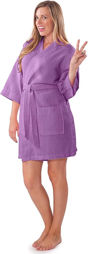 Turquaz Lightweight Short Robes For Women Waffle Kimono Bathrobe - Soft, Fast-Drying, Long-Lasting Cotton Blend