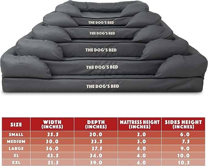 The Dog’s Bed Orthopedic Memory Foam Dog Bed with Bolsters, Oxford Fabric, Grey with Black Trim, XL