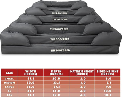 The Dog’s Bed Replacement Outer Cover, Oxford Fabric, Grey with Black Trim, Small