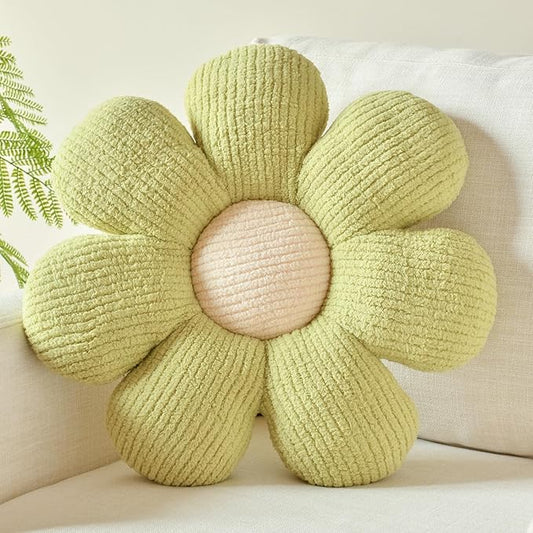 Xuyier Flower Shaped Throw Pillow,Soft Daisy Pillow with Decorative Pillows for Bed Couch Chair Floor, Flower Plush Pillows for Living Room Bed Room Seat Cushion(19.6" Sage Green)