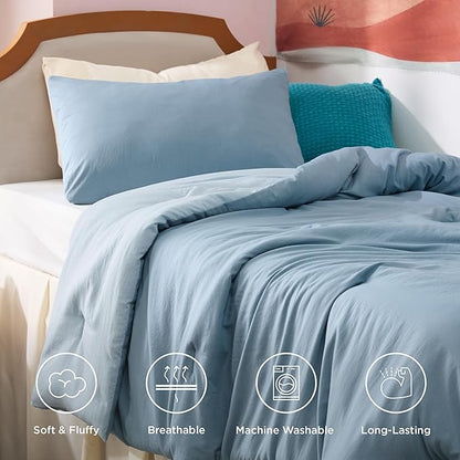 Bedsure Twin/Twin XL Comforter Set, Mineral Blue Soft Prewashed Bedding for All Seasons, 2 Pieces GentleSoft™ Bed Set, 1 Lightweight Comforter (68"x88") and 1 Pillowcase (20"x26")