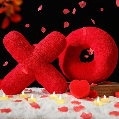 EastTree XO Pillows, Valentines Love XO Shaped Pillow, Red Throw Pillows, Love Pillow Gifts, Ultra Soft Teddy Fleece Wedding Pillows, Women Girls Kid Room Decor, Valentine's Day Decor 14x14 Inch