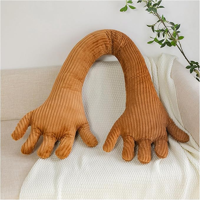 Cute Palm Pillow Simulation Palm Plush Pillow Soft Sofa Bed Pillow Funny Bedroom Decoration Office Chair Cushion (31.4in, Brown)
