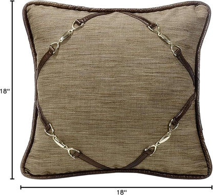 Paseo Road by HiEnd Accents Highland Lodge Buckle Cornered Decorative Throw Pillow, 18x18 inch, Rustic Cabin Lodge Western Luxury Bedding