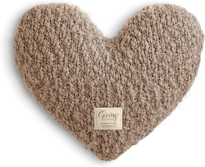 DEMDACO Camel Brown Giving Heart 11 x 10 Plush Polyester Decorative Throw Pillow