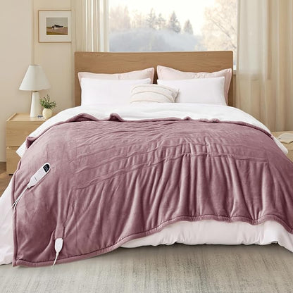 Bedsure Electric Blanket Twin - Soft Flannel Heated Blanket, Fast Heating with 10 Time Settings & 6 Heat Settings, Warm Gifts for Women Grandma (62x84 inches, Pink)