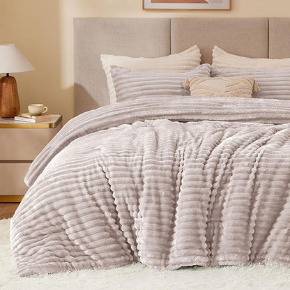 BEDELITE Fleece Twin Comforter Set -Super Soft & Warm Fluffy Lotus Pink Bedding, Luxury Fuzzy Heavy Bed Set for Winter with 1 Pillow case