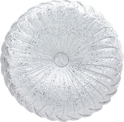 EUCIOR Round Throw Pillows,White and Silver Throw Pillows,White Decorative Pillow,Pumpkin Pleated Handmade Round Velvet Decorative Pillow for Sofa Bedroom Livingroom