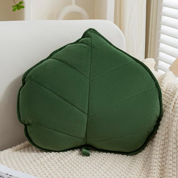 Leaf Throw Pillows Cute Novelty Plant Plush Cushion Backrest Pillow Home Decoration for Car, Bedroom, Sofa, Couch, Living Room, 19.7in/50CM