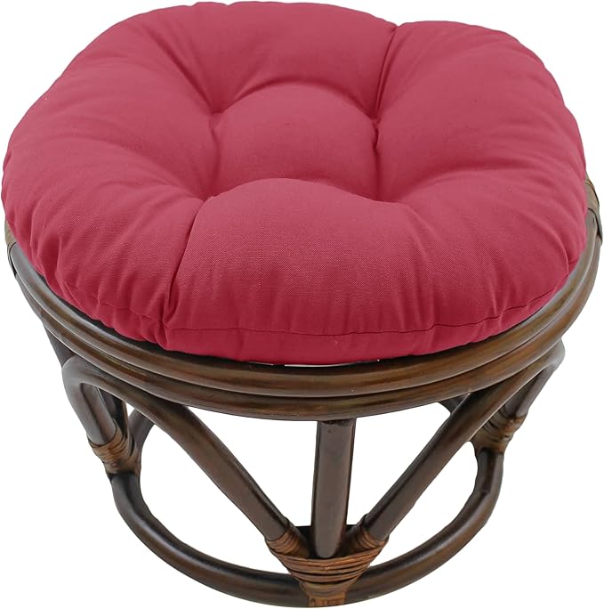 Blazing Needles Solid Twill Round Footstool Cushion, 18", Berry Berry