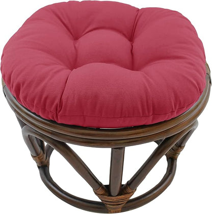 Blazing Needles Solid Twill Round Footstool Cushion, 18", Berry Berry