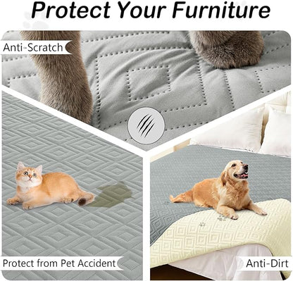 hyha Waterproof Dog Blanket, Soft Dog Bed Cover Pet Blankets, Waterproof Sofa Couch Cover for Dogs Washable, Reversible Pet Couch Covers for Sofa Furniture (52x82 Inch, Grey/Beige)