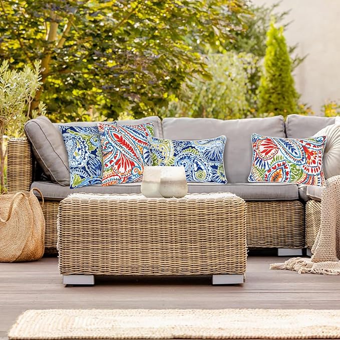 JMGBird Outdoor Throw Pillows Set of 2 - Durable Patio Pillows with Inserts, 18x18 Inch Square Decorative Pillows for Patio Furniture