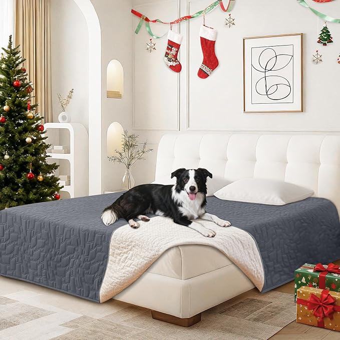 Waterproof Dog Bed Cover, Non-Slip Dog Blanket for Couch, Couch Covers for Dogs Washable, Pet Blanket for Furniture, Pet Bed Mat for Sofa, Car, Pet Supplies (40x50 Inch, Dark Grey)