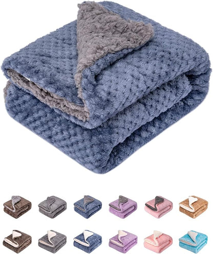 DG Plush Fleece Receiving Blanket for Dog, Cat, and Pet - Warm and Soft, 32" x 40", Smoked Blue