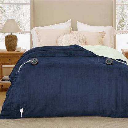 Bedsure Electric Blanket Queen Size - Dual Control Heated Blanket Queen, Fast Heating with 10 Time Settings & 10 Heat Settings, Warm Gifts for Grandma, Women, Men (84x90 inches, Navy)