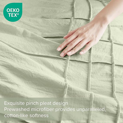 Comfort Spaces Sage Full Size Comforter Set - 3 Pieces Pintuck Pleated Bedding Sets, All Season Lightweight, Extra Softness Pre-Washed Microfiber Full Bed Set, Shams, Full