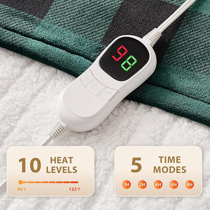 Homemate Electric Blanket Heated Twin Size - 62“x84“ Ultra Soft Cozy Flannel Heating Blanket with 10 Fast Heat Levels 8 Hours Auto Off Over-Heated Protection ETL Certification Keep Warm in Home