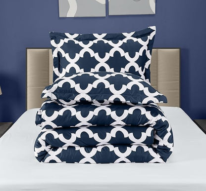 King Comforter Set 3 Piece Navy by Utopia Bedding, Printed Comforters King Size, Bedding Comforters Sets, Down Alternative Soft Bed Set, 1 Comforter (90 x 102 inches) 2 Pillow Shams (20 x 36 inches)