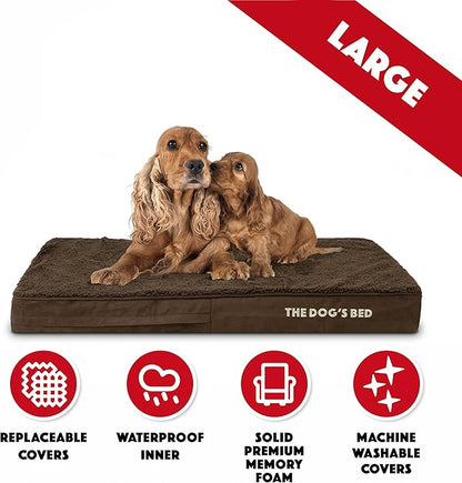 The Dog’s Bed Orthopedic Memory Foam Dog Bed Mattress, Plush Fabric, Brown Plush, L, 4-Inch