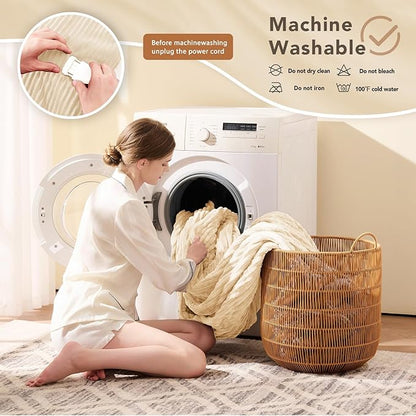 Homemate Electric Heated Blanket King Size - 100"x90" Heating Blanket King Size Dual Control 1/2/4/6/8 Hours Auto-Off 10 Heat Level Over-Heat Protection Soft Flannel Sherpa ETL Certification
