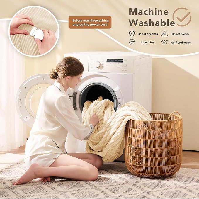 Homemate Heated Blanket Electric Throw - 50"x60" Heating Blanket Throw 1/2/4/6/8 Hours Auto-Off 10 Heat Levels Over-Heat Protection Soft Flannel Sherpa ETL Certification
