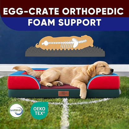 Comfort Expression Orthopedic Dog Bed for Extra Large Dogs 45x35 Inch, Waterproof Egg Crate Foam XL Pet Bed with Removable Bolsters, Dog Couch with Washable Cover & Non-Slip Bottom, San Francisco