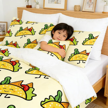 Foods Comforter Set King Size, Yellow Sandwich Soft Bedding Set with 2 Pillowcases, Great Bedroom Decor/104 * 90