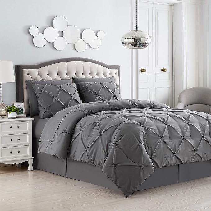 8 Piece Comforter Set Bag with Pintuck Design, Case Pack (Pack of 3)