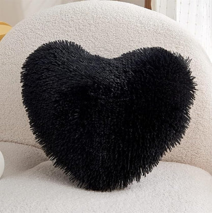 MOOWOO Fluffy Heart Pillow, Faux Fur Throw Pillow,Sherpa Plush Fluffy,Cute Soft Throw Cushion, Valentines Day,Thanks Giving Days,Christmas Day Decorative for Home Bed Couch Heart Shape