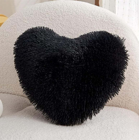 MOOWOO Fluffy Heart Pillow, Faux Fur Throw Pillow,Sherpa Plush Fluffy,Cute Soft Throw Cushion, Valentines Day,Thanks Giving Days,Christmas Day Decorative for Home Bed Couch Heart Shape