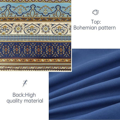 Cottolester Boho King Comforter Set 8 Pieces,Brown Blue Bohemian Comforter Paisley Striped Bed in A Bag,Soft Microfiber Bedding Set for All Season