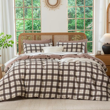 Buffalo Plaid Comforter Set King 3 Pieces Soft Cute Plaid Bedding Comforter Lightweight Check Geometric Style Geometric Comforter Set for All Seasons 1 Comforter and 2 Pillowcases