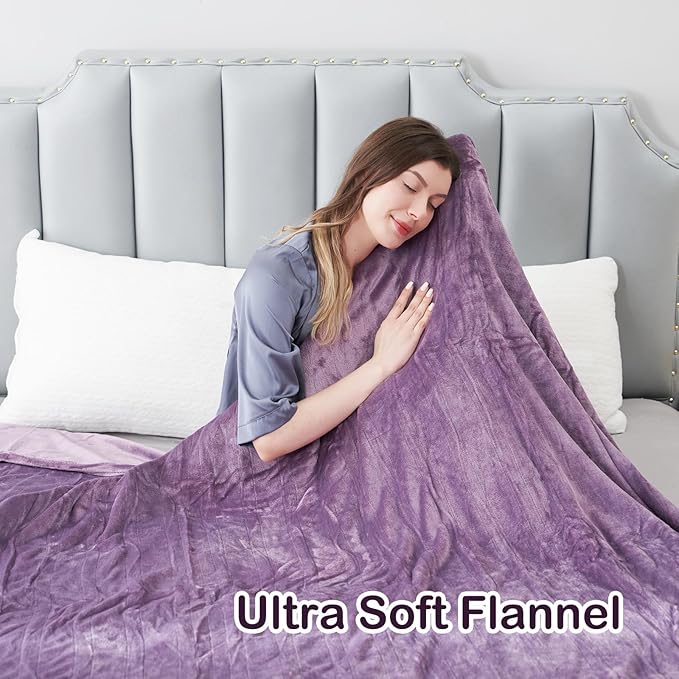 Electric Heated Blanket Throw Size 50"x60", Fast Heating Throw, Soft Microplush for Sofa & Office,6 Heating Levels & 1-10 Hours Auto Off, Machine Washable, Gifts for Family-Purple