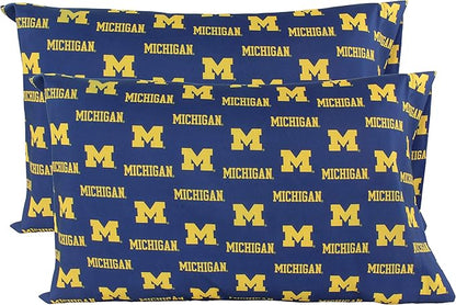 College Covers Everything Comfy Michigan Wolverines Pillowcase Pair, King, 20" x 40", Includes 2 King Pillowcases