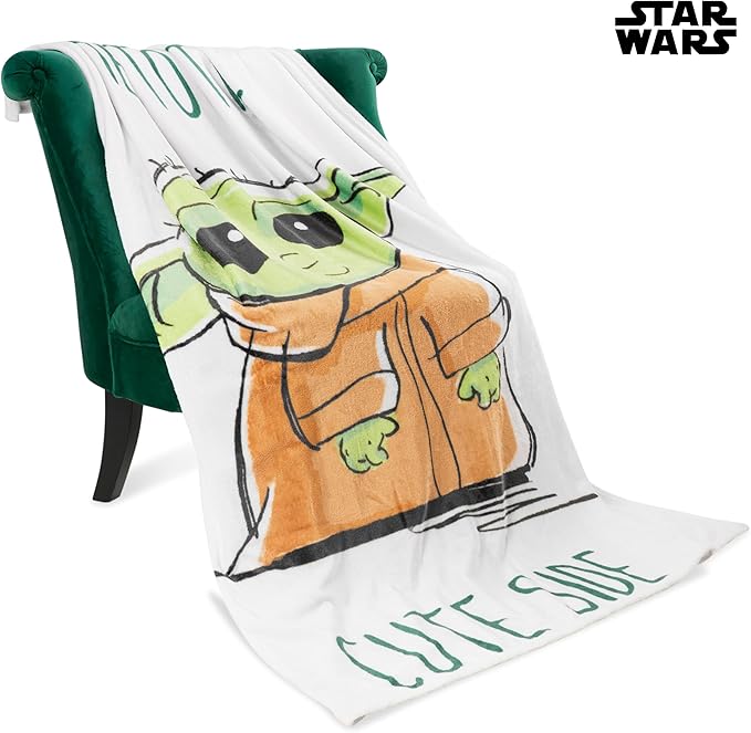 Disney Baby Yoda Throw Blanket Soft Fleece Blanket Bedroom Comforter 59 x 51” (Green Baby Yoda)