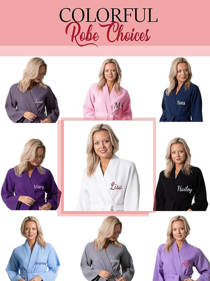 Turkish Linen Waffle Knit Lightweight Kimono Spa & Bath Robes for Women - Quick Dry - Soft