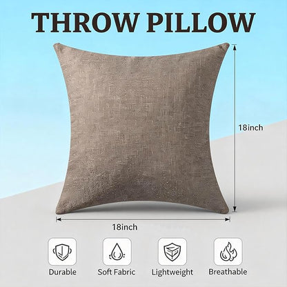 Decorative Couch Pillow Covers SofaThrow Pillows with Inserts Included Bohemian-Style Country Cushion Cover Suitable for Beds, Sofas, Living Rooms, and Home Decor 2pack 18X18 inch.(Oatmeal)