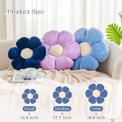 Lavender Flower Pillow, 19.6" Cute Flower Shaped Floor Pillow, Aesthetic Floral Plush Daisy Decorative Throw Pillows for Bed Sofa Couch