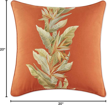 Tommy Bahama - Throw Pillow, Ideal for Bed or Couch, Tropical Design, Cozy Home Essentials (Birds of Paradise Orange, 20" x 20")