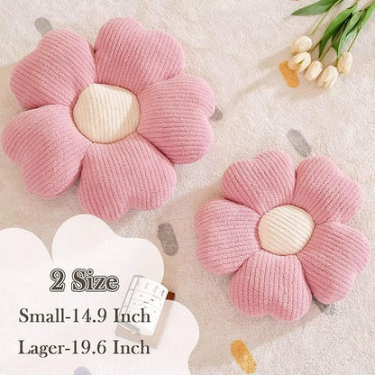 Flower Throw Pillow, Cute Flower Shaped Pillow Decorative Throw Pillow for Bed Couch, Soft Daisy Pillows Floor Seating Cushion Cushions (19.6 Inch Pink)