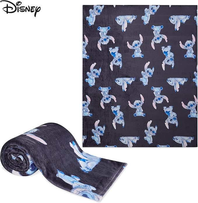 Disney Stitch Throw Blanket Soft Fleece Blanket Bedroom Accessories 59 x 51” (Blue Stitch)